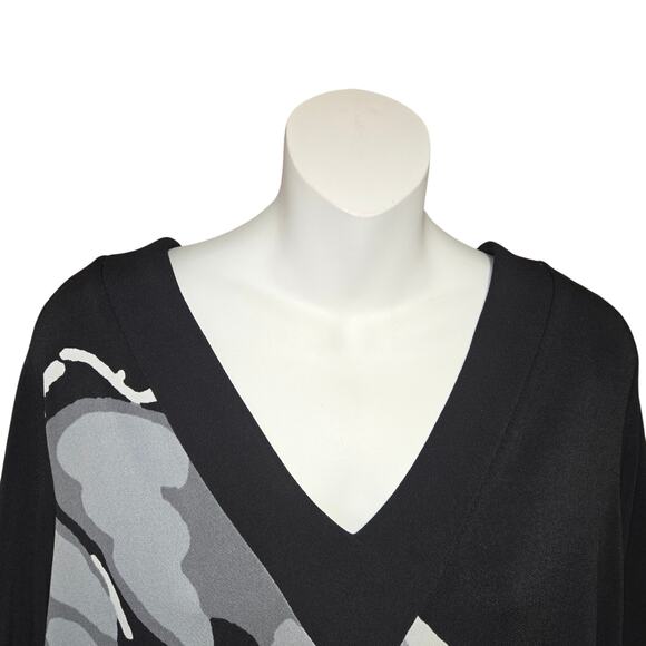 Leota Dia + Co Womans 1L 1X Floral Top Stretch Knit Statement Artsy Travel Work - Picture 3 of 9